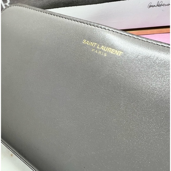 Saint Laurent Paris Wallet Zip All Around Calfskin Leather Minimalist Design EUC - Picture 1 of 17